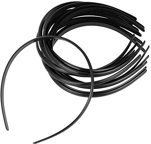 CODIRATO 12 PCS Diadema de Plástico, Diadema Plana sin Dientes Cintas para el Cabello para Niña y Mujer (Negro)