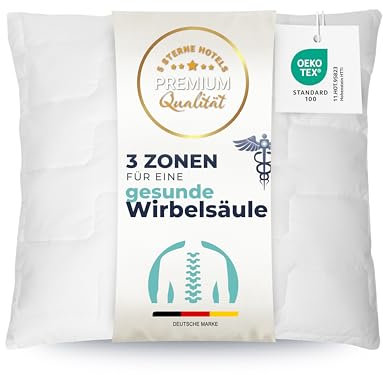 ZOLLNER Deluxe Kissen - 3-Zonen Kopfkissen - Made in Europe – Polyester - waschbar bis 95°C - 80x80 cm - Hotelqualität - Oeko Tex® Zertifiziert