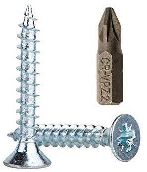 (Pack of 50 pcs) Zinc Plated Steel Wood Screws 6.0 x 30 mm, Pozi-drive Head Screws, Fasteners, Countersunk, Chipboard Screws (50)