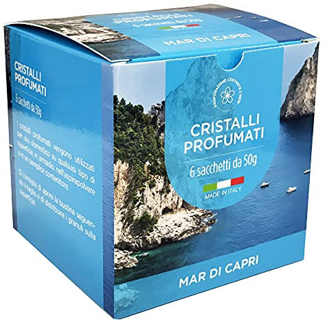 DL SERVICE Granuli Profumati per Aspirapolvere, Ambienti e Tessuti, Cristalli per ambiente - Scatola da 6 bustine da 50gr (Mar di Capri)
