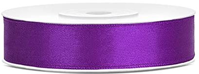 Cinta de satén de poliéster con lazo y embalaje de regalo 6/12/25/38/50/100 mm x 25 m (Tamaño 12mm x 25m - Color Purpura)