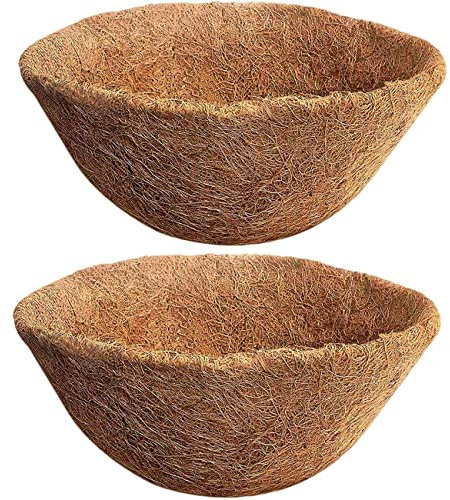SUNYAY Paquete De 2 Ø35cm(14) Redondo Forro De Fibra De Coco Natural para Macetas De Flores y Verduras De Jardín Colgar Cesta