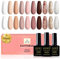 YSUVIN Vernis Semi Permanent, 10 Couleur Nude Beige Rose Naturel Abricot Blanc Bordeaux Marron Pailleté Vernis à Ongles Soak Off UV French Manucure Longue Durée Vernis Gel, Cadeaux Beauté