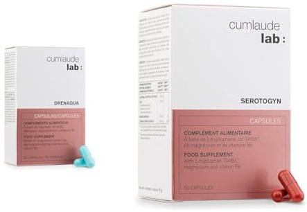 Cumlaude Lab Drenaqua - Complemento Alimenticio Diurético para la Retención de Líquidos, 30 Cápsulas + Cumlaude Lab Serotogyn - Complemento Alimenticio, 60 Cápsulas