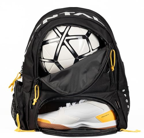 MONTALMO Mochila Fútbol con Zapatillero y Compartimento Balón, Baloncesto, Voley y Balonmano, Niños y Adultos, Ligera e Impermeable