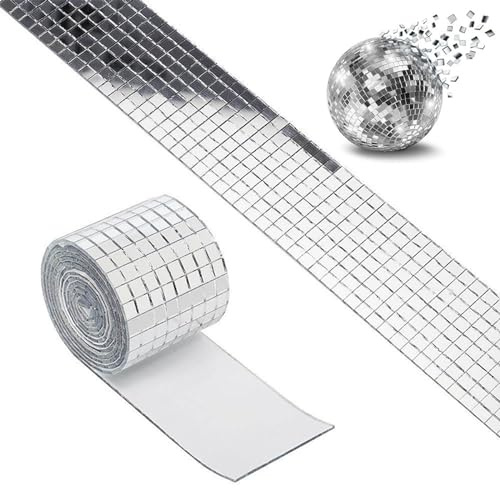 NICEIN®2880 Piezas Azulejos De Mosaico，Bloques de Vidrio de Espejo Plateado，Pegatinas Espejo para Decoración，Decoración de Bola de Discoteca，Adecuado para Producción Artesanal (5 mm - 2 piezas)