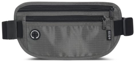 LENAOBEN Die Bauchtasche zum Reisen - DIEBSTAHLSICHER mit RFID Schutz - Extra Flache Bauchtasche unter Kleidung tragbar - Hüfttasche - Reisebauchtasche - Geldgürtel für Damen und Herren (Grau)