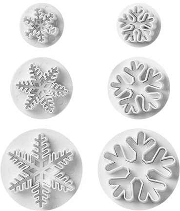 6 moldes gruesos y delgados de copos de nieve, para fondant y galletas, copos de nieve, plantillas de decoración de tartas, herramientas de horneado.
