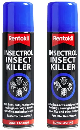 Rentokil Insectrol Insect Killer Spray 300ml Pack of 2 Crawling Insects Insecticide Fleas Ants Cockroaches Earwigs Bedbugs Indoor DIY Treatment with Welari Thank You Card | (2pack) (600ml)