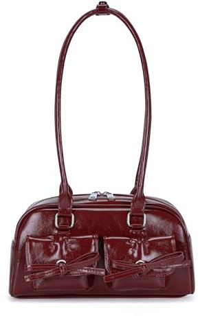 Makukke Handtasche Damen klein, PU Leder Schultertasche Y2K Shoulder Bag mit Bogen Cute Ita Bag Japanische Ästhetische Tasche für Frauen Dating Party Einkaufe