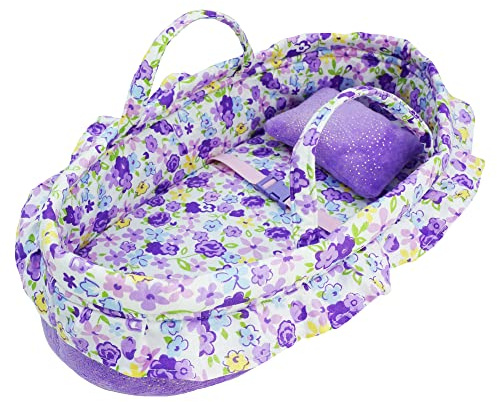 Lullaberry Cozy Dream – Berceau portable pour poupée – Convient aux poupées American Girl jusqu'à 36 cm – Oreiller doux et boucle de sécurité inclus – Violet