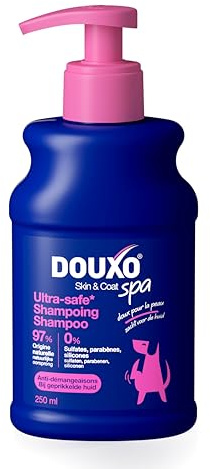DOUXO Skin & Coat Spa - Ultra-Safe Shampoing Anti-démangeaisons pour Chien, 250mL, Nettoie et apaise la Peau, Laisse Le Pelage Doux et éclatant, Formule respectueuse de la Peau.