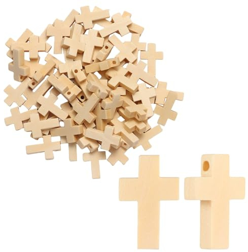 msymsyu Holzkreuz 60 Stück Kreuz 21x14x5mm kreuz holz klein Cremeweiß mit 1.5 mm Bohrung Holzkreuz Anhänger für religiöse Zeremonien Alltagskleidung Geschenke für Veranstaltungen DIY-Kreationen