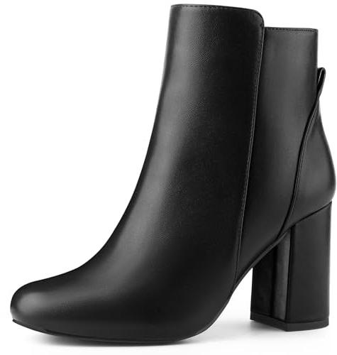 Perphy Round Toe Side Zip Block Heel Black Ankle Boots for Women 7 m US