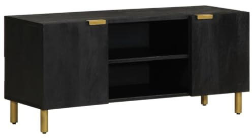 LLEZKBR Gabinetes y estantes de almacenamiento para medios de almacenamiento, color negro, 105 x 33 x 46 cm, madera de ingeniería