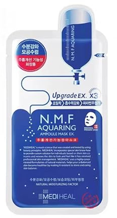MEDIHEAL N.M.F Akvarell Ampoule Mask EX – förpackning med 8 ark | Hydrating Facial Mask med hyaluronic Acid & N.M.F för intensiv fukt