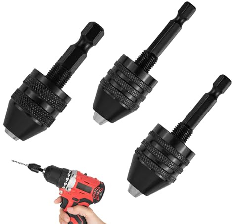 3 PCS Keyless Drill Chuck Bit 1/4 Inch Hex Shank Conversion Tool,Quick-Change Keyless Drill Chuck Conversion Tool for 0.3-8mm Micro Drill Bits,for Micro Drill Bit