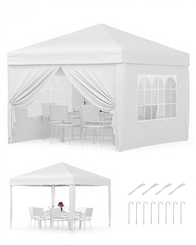 RBFGYIOP Padiglione Pieghevole 3x3 m Con 4 Pannelli Laterali, Altezza Regolabile in 3 Posizioni, Tenda Da Festa Impermeabile, Parasole Mobile Per Matrimoni, Campeggio, Patio e Giardino