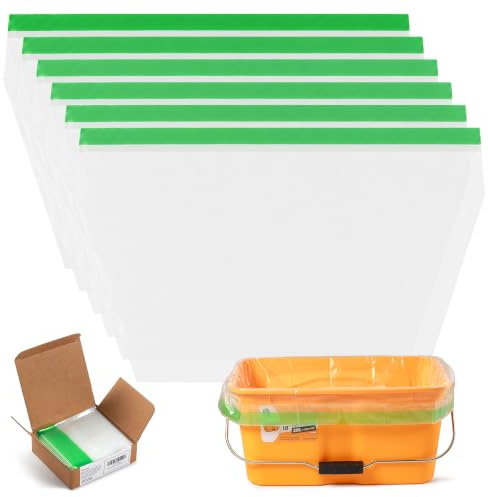 VOOMEY 18 Plastic Bucket Paint Liners 6PK, Thick Disposable Inner Bags with Drawstring for Easy Cleanup