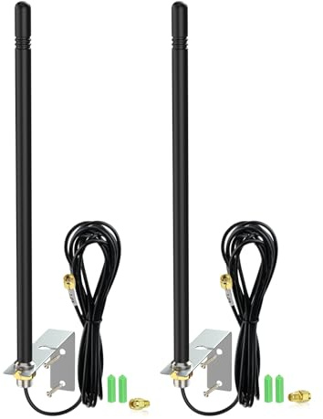 Eightwood Antenna WiFi Dual Band da 2,4 GHz 5,8 GHz, per esterni, con supporto a L, montaggio a parete, 6dBi ad alto guadagno, omnidirezionale, impermeabile, 3 m, cavo RG174, spina RP-SMA per router