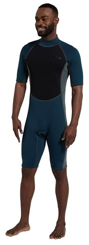 Mountain Warehouse Shorty Herren-Tauchanzug - Körper: 2.5mm, bequemer, einteiliger Neopren-Surfanzug, leicht schließender Reißverschluss - für Tauchen Petrol Large/Extra Large