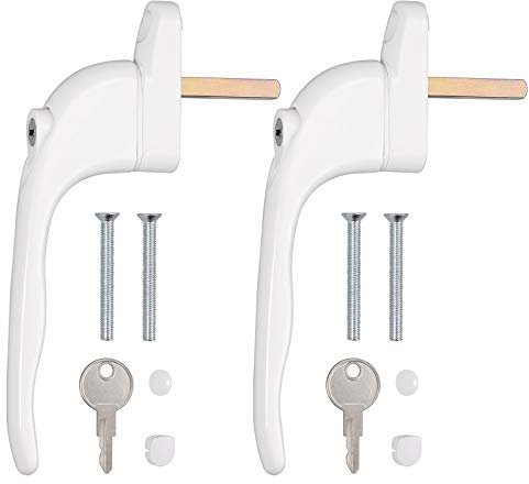 Neoteck 2Pcs Window Handle Universal Espag Key Locking Lockable Double Glazing UPVC Window Handle - 40mm Spindle Length