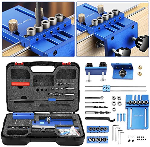 GJCrafts Doweling Jig Kit 3-in-1, 1 Stück, 10.1 mm Minimum Bore Diameter, 34 cm Länge, Aluminium Dübelbohrlehre mit 6/8/10 mm Bohrern, 300 mm Verlängerungsstange, Präzise Bohrführung