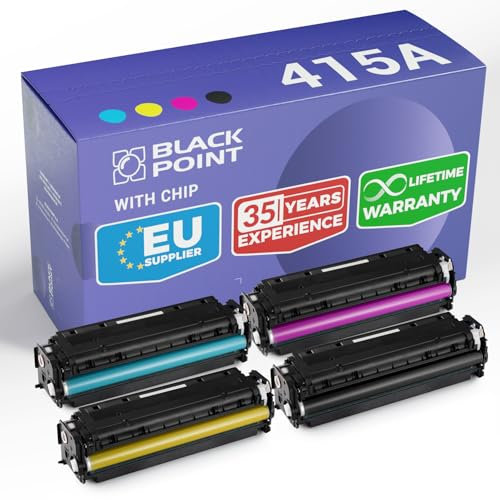 BLACK POINT Toner Kompatibel zu HP 415A mit Chip W2030A W2031A W2032A W2033A für HP Color Laserjet Pro M454dn, M454dw, MFP M479dw, MFP M479fdn, MFP M479fdw, MFP M479fnw