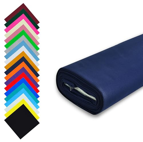 Fashion Track Navy tyg bomull per meter UK – 58 tum/147,5 cm bred – 100 % bomullstyg enkelt – 60 kvadrat – finns i 20 färger och 5 storlekar (2 meter, marinblå)