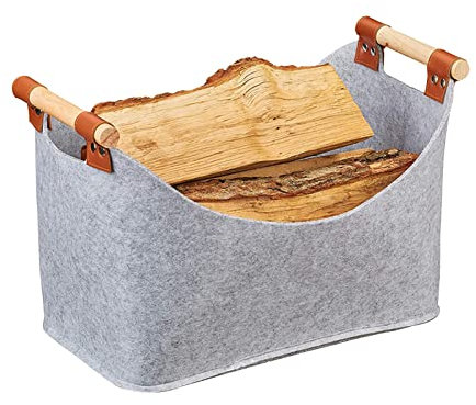 Firewood Basket Felt Bag, Log Baskets for Wood Burner Indoor, Wood Baskets Large, Felt Storage Bag for Fireplaces & Picnic Firewood Storage, Felt Basket Utility Basket Carrier Bags with 2 Log Handles