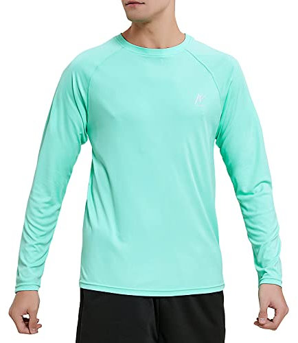 MeetHoo Hombres Rash Guard Camiseta Deportivas con Filtro de Protección UPF 50＋Mangas Largas Alta Elasticidad Secado Rápido Surf Natación Verano