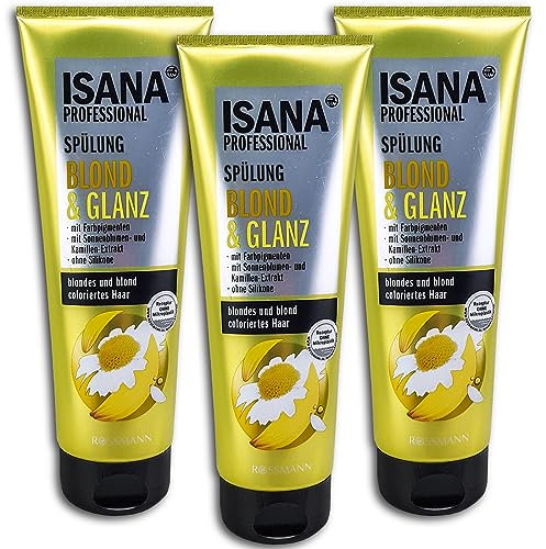 3 er Pack ISANA PROFESSIONAL Haar Spülung Blond & Glanz 3x 200 ml