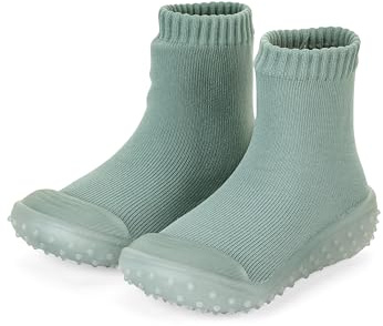 Sterntaler Adventure -Socks uni - Unisex Babysocken mit transparenter profilierter Gummisohle - Adventure Socks einfarbig - steingrün, 22