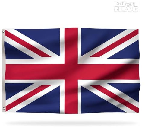 Drapeau du Royaume-Uni Premium - Union Jack 150x90cm, résistant et de haute qualité avec 2 œillets métalliques - Drapeau de la Grande Bretagne - Supportez vos couleurs !