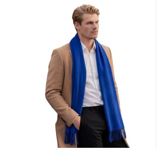 LA Ferani Écharpe pour homme en cachemire élégante pour l'automne et l'hiver, fine 185x65, élégante pour les occasions formelles, écharpe en cachemire élégante et souple, écharpe en laine, laine uni