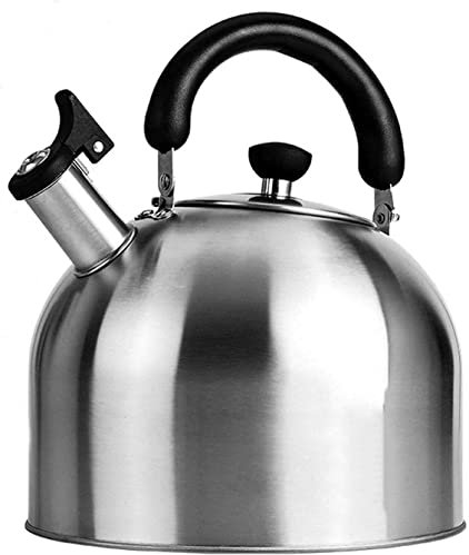 CAFIEDR Teekanne für Herd, Wasserkocher, Durchlauferhitzer, Wasserkocher, Hot Pot, Flötenkessel, Campingkessel, Teekanne aus Edelstahl, Teekessel, Teekessel (4 l)