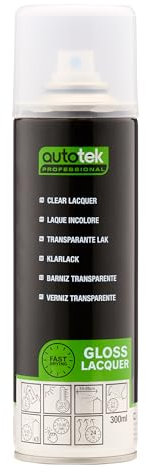 AutoTek Professional Tough & Durable High Gloss Finish Lacquer for Car Spray Paint - Clear Lacquer, 300 ml