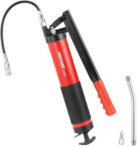 MAXPOWER Fettpresse mit Handhebel, Handhebelfettpresse, Schmierpresse 400CC, inkl. 10000PSI Hochdruckrohr, 4500PSI Hochdruckschlauch und 2 Metallmundstück