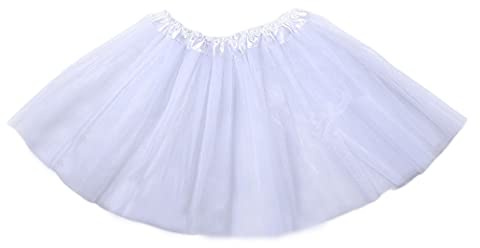 TEROTY Girl Tutu Skirt 3-Layered Tulle Skirts for Little Girls Fluffy Ballet Dress Up for Party Halloween Costume,2-8 Years Old (UK, Age, One Size, Regular, Standard, White)