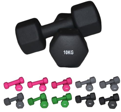Lisaro Neopren Hantel | Profi Kurzhanteln 0,5-10 kg | Hexagon Hanteln - Fitness Gewichte für Frauen & Männer - Schweißresistent & Bodenfreundlich - Ideal für Home Gym & Studio (2x 6kg)
