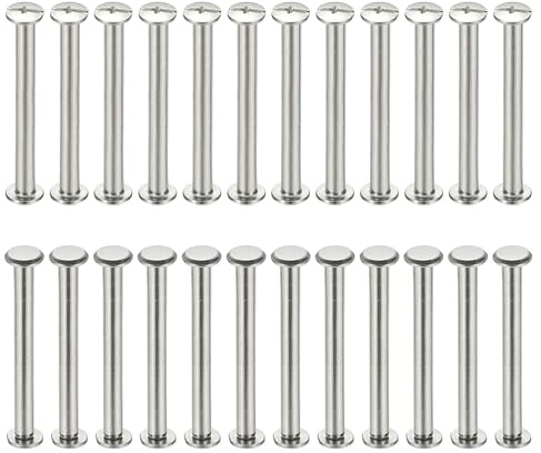 PATIKIL 24 Sets Chicago Screws, 3x30mm(DxH) Chicago Screws Phillips Binding Post Screw Bolts Leather Rivets 304 Stainless Steel Fasteners for Leather Belt Scrapbook Photo Albums, Silver