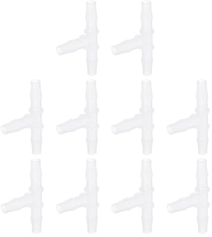 QUARKZMAN 10Pcs Conector De Manguera De Plástico con Púas, 5/16 x 5/16 En Forma De T, Conector De Manguera con Púas, Empalme, Unión, Adaptador para Líneas De Agua, Líquido, Transparente