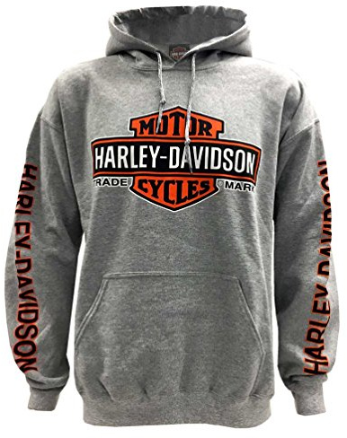 Harley-Davidson Men's Bar & Shield Logo Pullover Hooded Sweatshirt, Gray (4XL)
