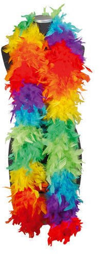 PARTY DISCOUNT Federboa Regenbogen Block-Farben ca. 180 cm