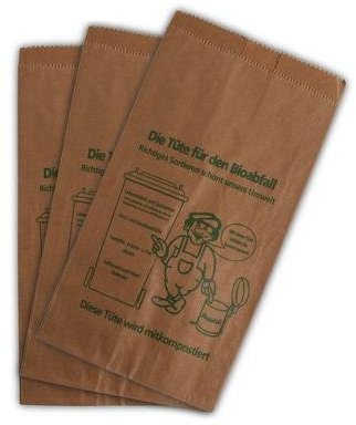 400 Bioabfalltüten Papier braun 9,5 l Biomülltüten Kompostbeutel Mülltüten Müllbeutel Bio 20 + 16 x 36 cm