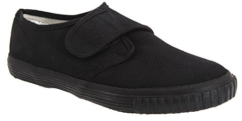 DEK Kids - Zapatillas Unisex de Tela Negras de Cierre Adhesivo para niños/jóvenes (34 EU) (Negro)