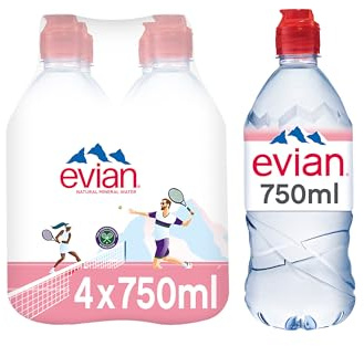 Evian Still Natural Mineral Water, 4 x 750 ml