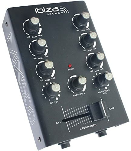 Ibiza - MIX500 - Kompakter 2-Kanal-Mixer mit Line- und Mikrofoneingängen sowie Kopfhörer-, Aufnahme- und RCA-Ausgängen - Schwarz