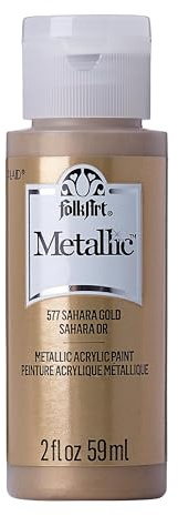 Folk Art Metallic Acrylic Paint in Assorted Colors (2 oz), 6102, 2 Ounce Sahara Gold