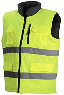 Euro Protection - Gilet reversibile alta visibilità in poliestere impermeabile spalmato poliuretano. 5 tasche . ColorI vari reversibile grigio. - Taglia: XXL - Colore: giallo